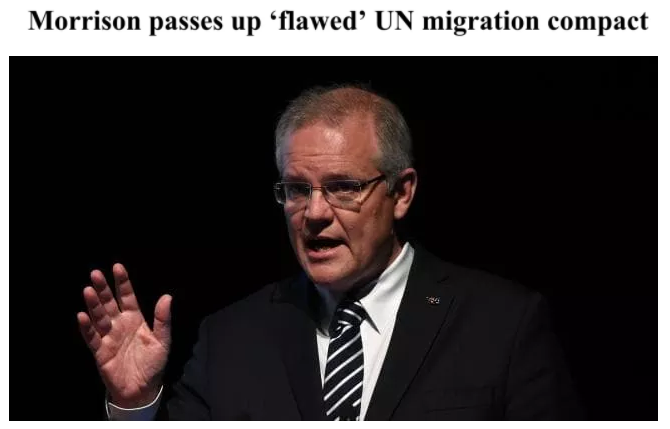 莫里森拒绝签署联合国《全球移民协议》，拒绝非法移民！